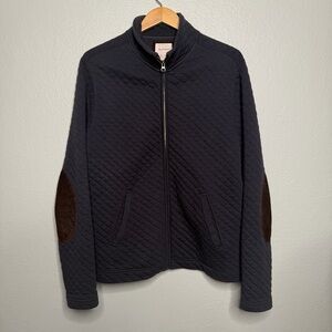 Billy Reid  Jacket Mens Medium Blue Quilted Full Zip Faux Suede Elbows Pockets M